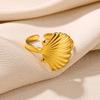 Süße Muschelringe Für Damen Edelstahl Goldfarbe Fingerverstellbarer Ring Sommer Strand Ästhetik Mode Zirkon Geschenk 2024