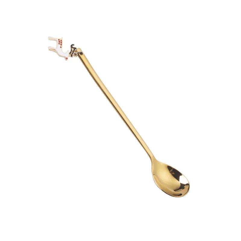 New Year  Stainless Steel Christmas Spoons Xmas Party Coffee Spoon with Christmas Pendant Christmas Decorations Noel Gift