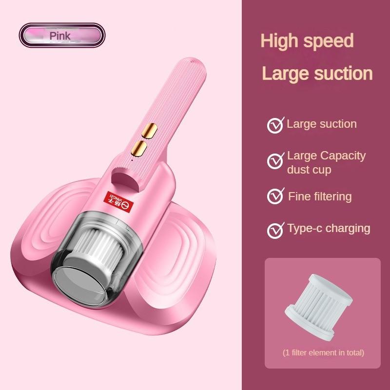 

10 Вт бытовой беспроводной пылесос для удаления клещей, небольшой портативный пылесос, стерилизация синим светом и устройство для удаления клещей розовый