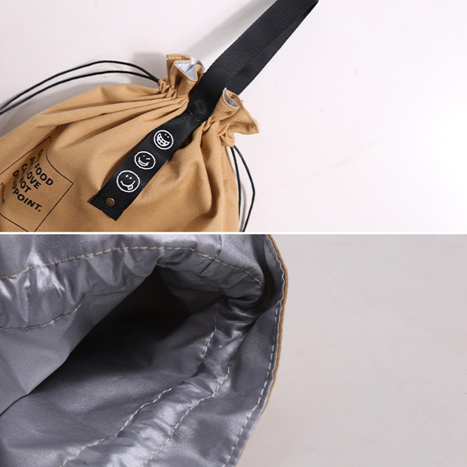 

Insulated Lunch Bag Canvas PVC Portable Thermal Lunch Box Bag with Drawstring for Work School Picnic Type 1