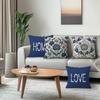 1,4 Pcs Navy Blue Retro Flowers Single-Sided Printed Pillowcase Cushion Cover,Suitable For Living Room,Bedroom,Car Decoration