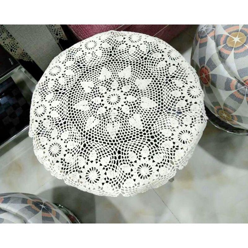 

Crochet Tablecloth Cut Out Lace Artistic Tablecloth Table Runner Household Appliance Electrical Appliance Cover Cloth Dustproof Tablecloth Boutique White About 60cm in diameter