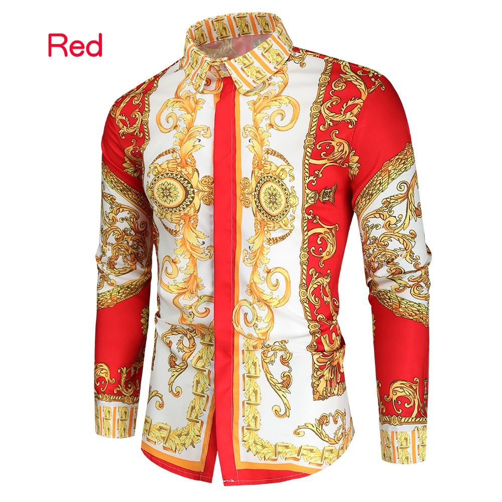 Luxury Royal Shirt Men Casual Slim Fit Long Sleeve Men Paisley Print Shirt Camisa Social Masculina Manga Longa Prom Party