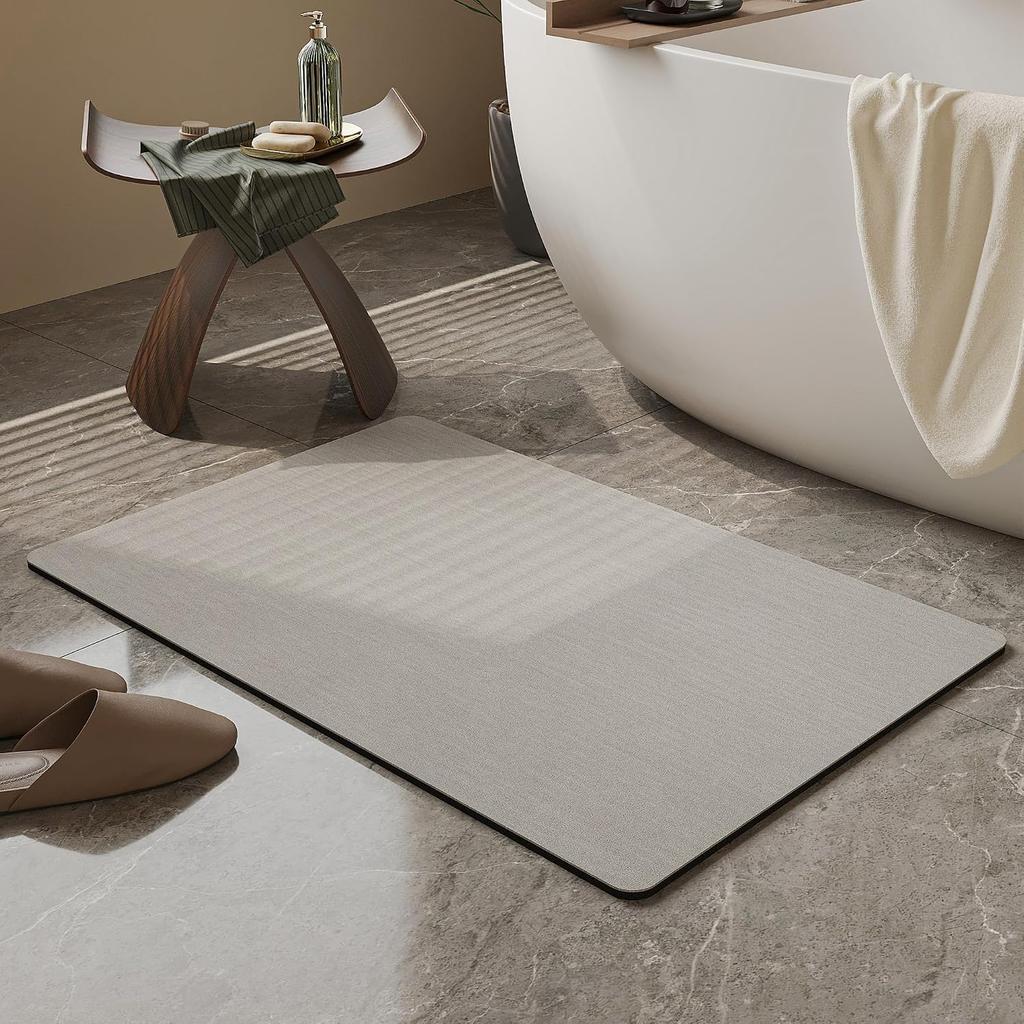 Rubber Non-Slip Quick Dry Absorbent Thin Bathroom Rugs Fit Under Door Bathroom Floor Mats-Shower Rug for In Front of Bathtub, Sink