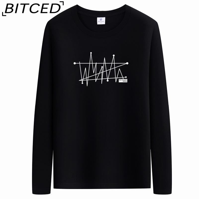 BITCED Men's Spring and Autumn Slim Trend Long-sleeved T-shirt Versatile O-neck Bottoming Shirt