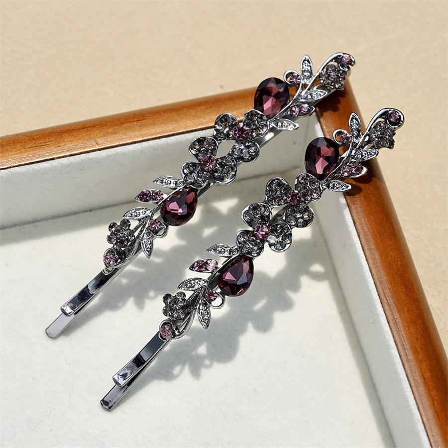 New Rhinestone Word Clip Hair Accessories Women's Side Clip Flower Bangs Clip Crystal Head Ornament Jewelry Korean