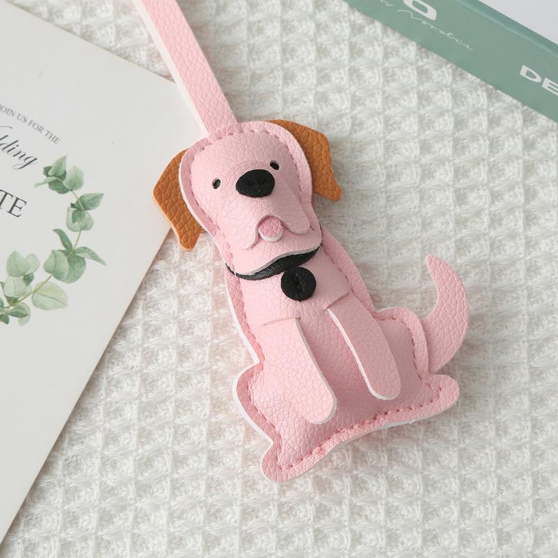 Cute Pu Leather Puppy Bag Charms Cartoon Design Soft Texture For Backpack Key Dog Lovers Gifts