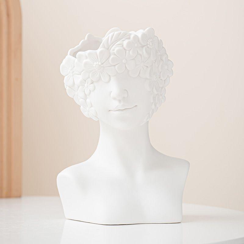 

Creative White Bust Portrait Ceramic Vase Table Ornament Art Irregular Human Vase Flower Arrangement Container Home Decoration