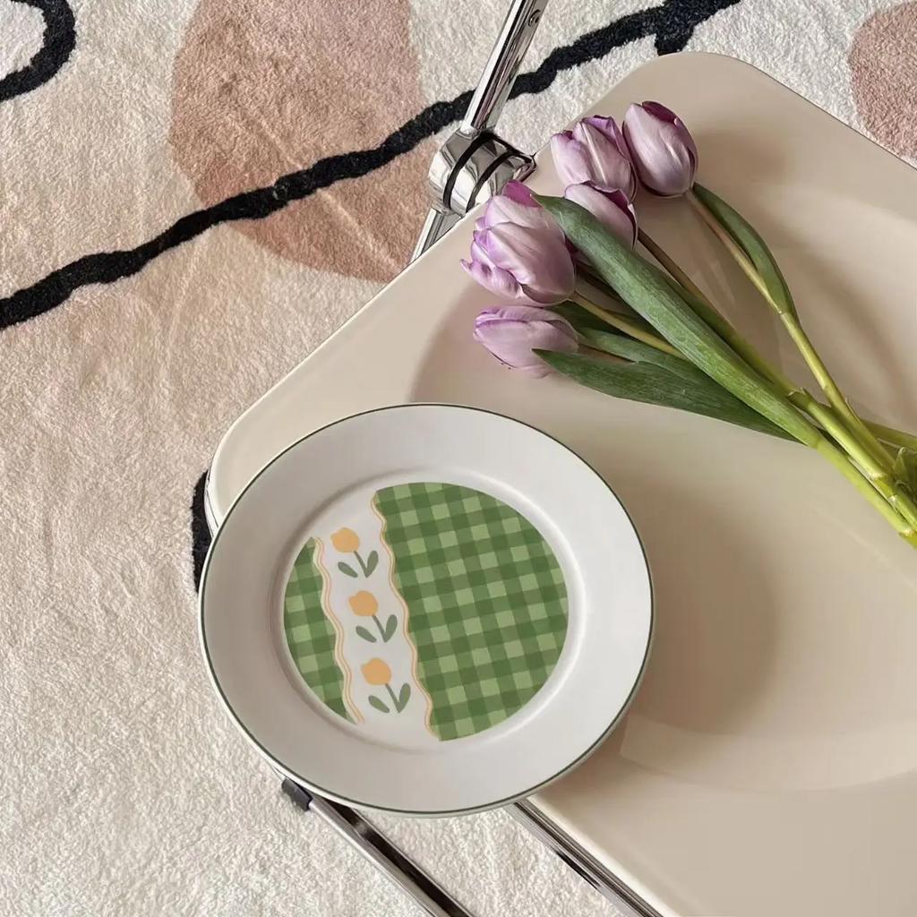 Cute Creative Porcelain Plate Korean Style Cartoon Household Tableware Breakfast Toast Plates Ceramic Kitchen Supplies 8inches