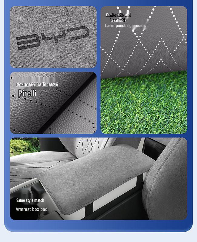 BYD Yuan UP Universal Suede Car Seat Cushion - All-Season, Breathable & Perforated