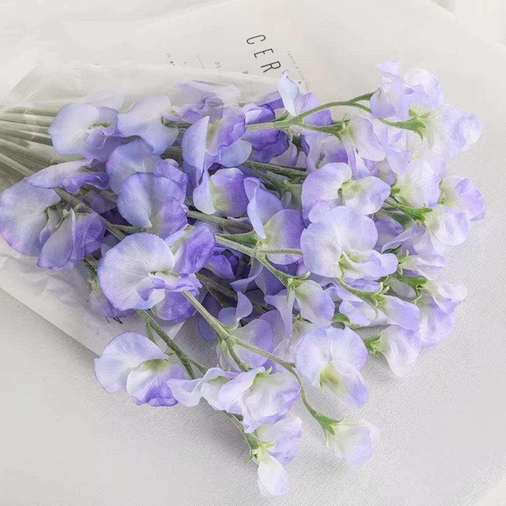 7 Heads Simulation Pea Flower 63cm Artificial Bouquet New Fake Flower  Wedding Party Decor