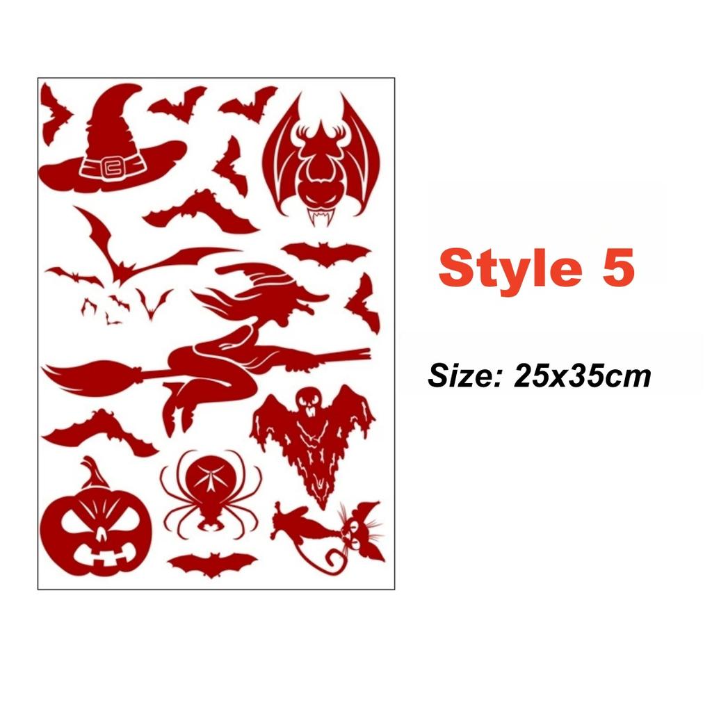 Halloween Wall Doors Windows Stickers Blood Handprint Footprint Skull Pattern Halloween Party Scene Decor Supplies Horror Props