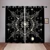 2Panel Retro Sun Moon Curtain Constellation Darkening Window Curtain Gothic Boho Mandala Drapes For Living Room Bedroom Window