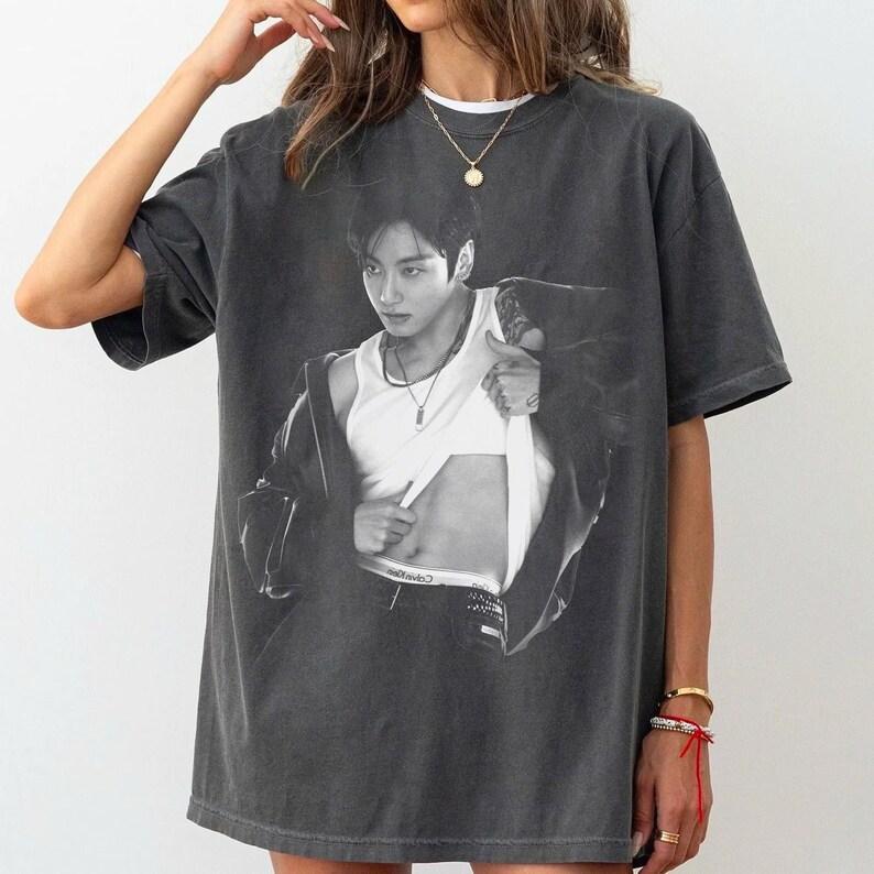 Jung Kook Vintage tričko, BTS Arirang Tour tričko, Bangtan Sonyeondan tričko Hip Hop Streetwear Oversized tričko s krátkým rukávem Ležérní oblečení