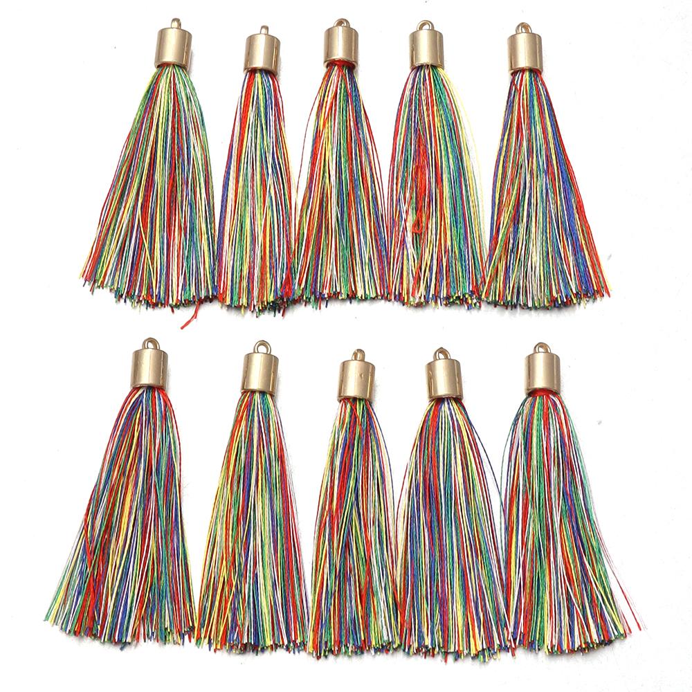 20pcs/lot Colorful Silk Tassels Metal Caps Tassel Charms Pendant For DIY Jewelry Making Handmade Earrings Pendant Accessories