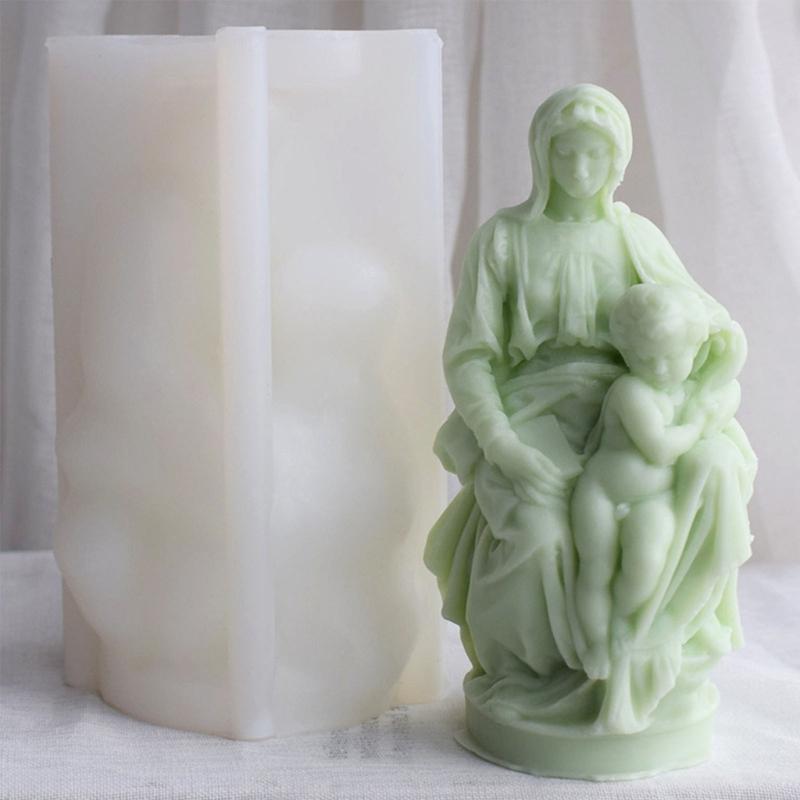 Candle Moulds 3D The Virgin-Mary to Hold Kid Silicone Mold Plaster-Resin Mold Virgin-Scented Candle Epoxy Mold DIY Art