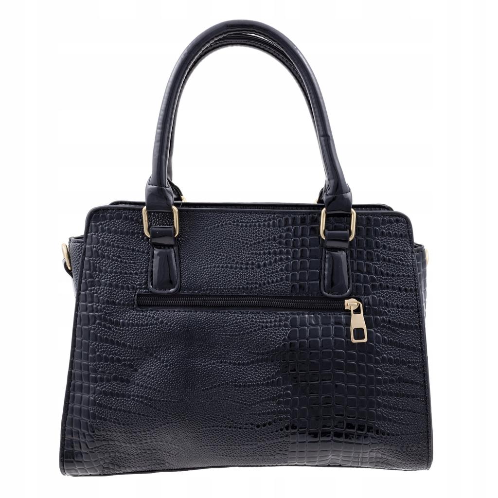 Elegant Handbag With A Crocodile Snake Pattern, Patent Leather