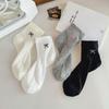 Female Summer Thin Embroidered Bow Mesh Breathable Tube Socks
