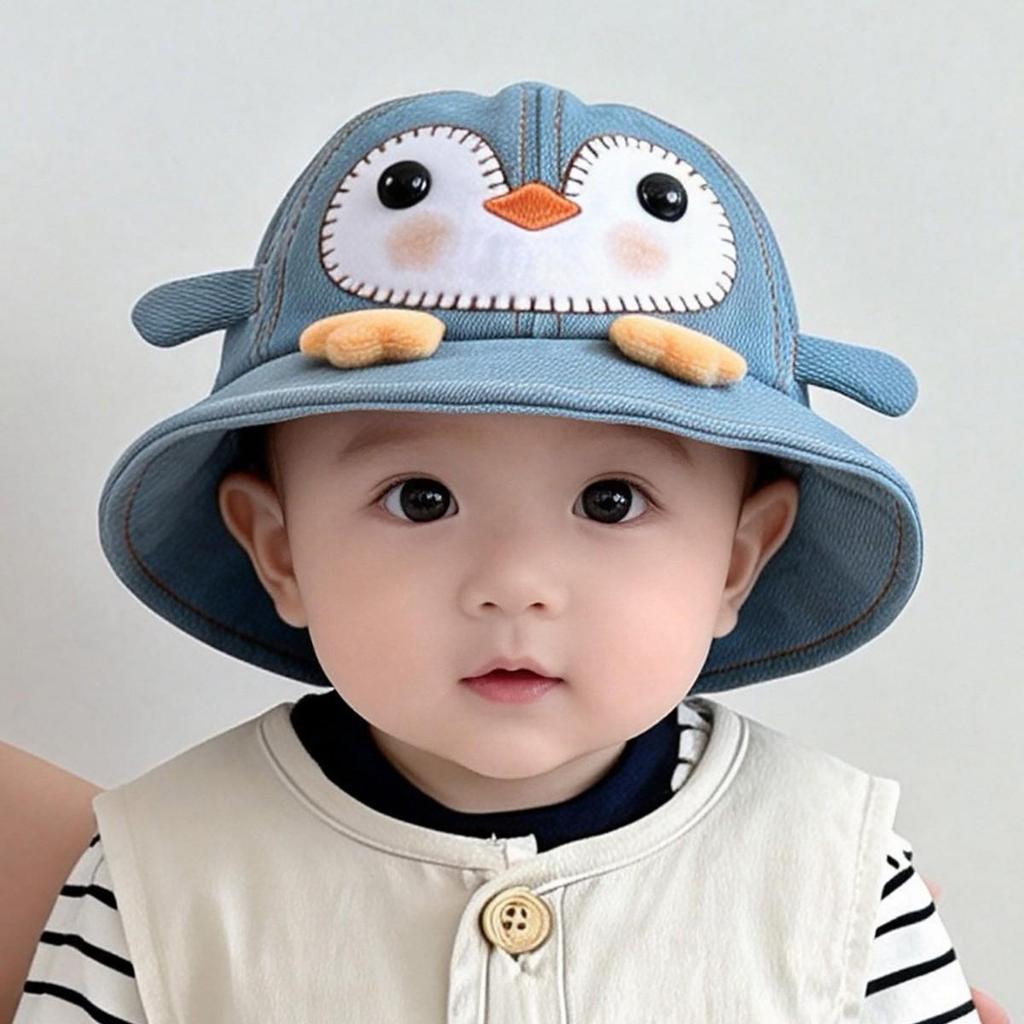 Unisex Baby Denim Bucket Hat - Cute, Thin, Sun-Protective for Spring, Summer, and Autumn Outdoor Travel