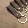 Vintage Leather Keychain Handmade Single Loop Key Ring with Golden Metal Ring Deep Brown Retro Style for Keys & Accessories, Handmade Lanyard Keychain