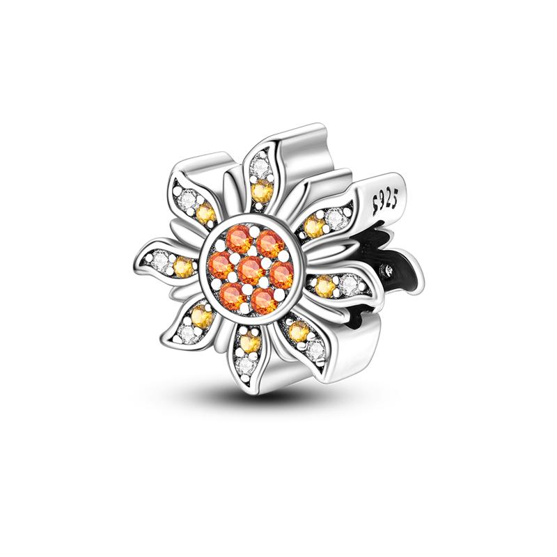 Flowers Series S925 Sterling Silver Sunflowers Tulip Carnation Charms Fit Original  Bracelet  For Women Jewelry Making