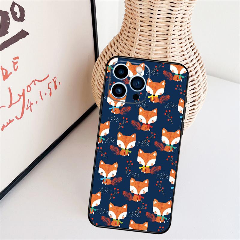Cartoon Foxes Animal Phone Case For iPhone 16 Pro Max 14 13 12 11 15 17 Pro Max Mini 15 16 Plus 16e Back Cover