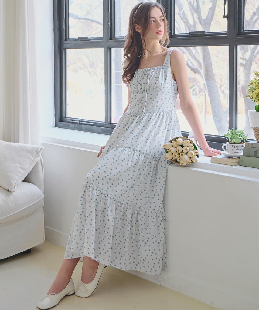 SLOWLOLLI Ribbon Shirring Sleeveless Dress_5 Colors