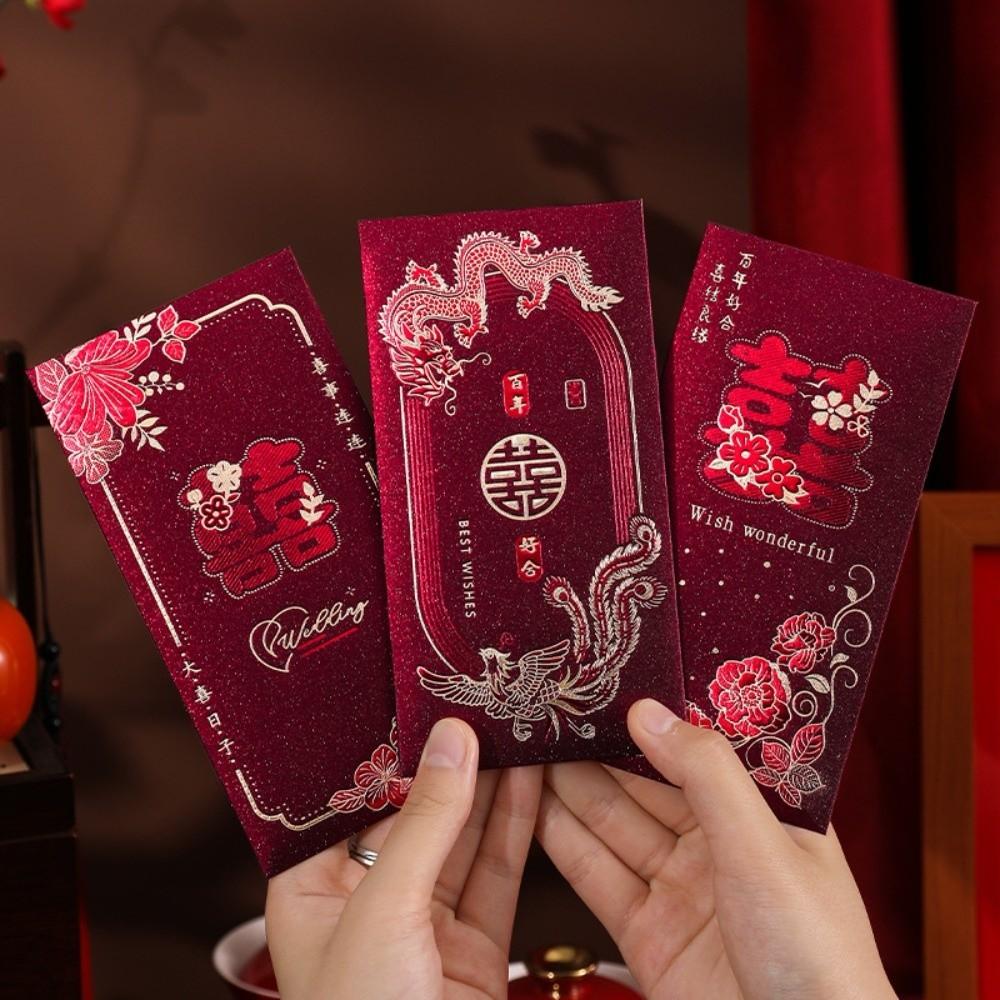 Chinese Horse Year New Year Red Envelope Hard Paper Hot Gold Chinese Money Envelopes Thickened 6Pcs Mixed Lucky Red Bag Children