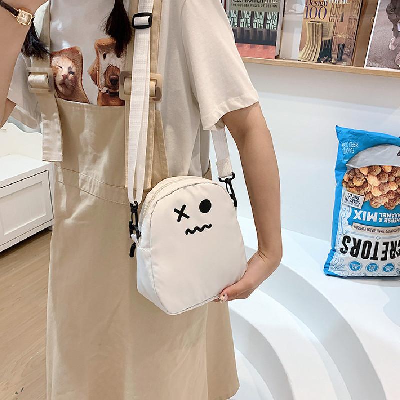 Mini Carto Print Phe Bag, Zipper Crossbody Bag With Cute Bag Charm, Small Shoulder Bag
