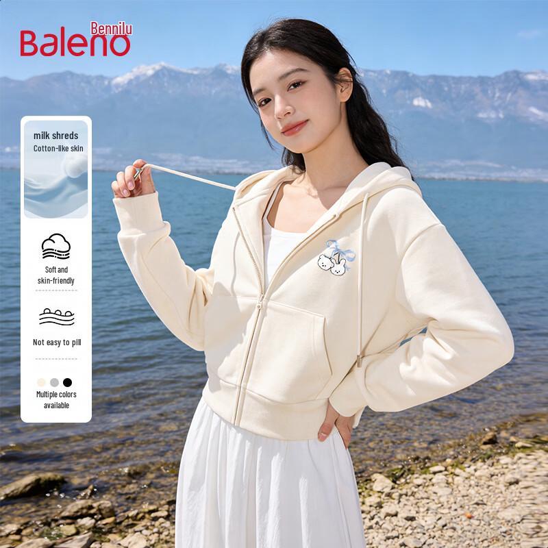 Baleno Damen Kurzer Kapuzen-Cardigan mit Kirschbär