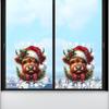 Self Adhesive Kitchen Wall Art Christmas Window Clings, Cute Highland Cow Sticker with Santa Hat, Winter Moisture Proof Decor for Double-Side
