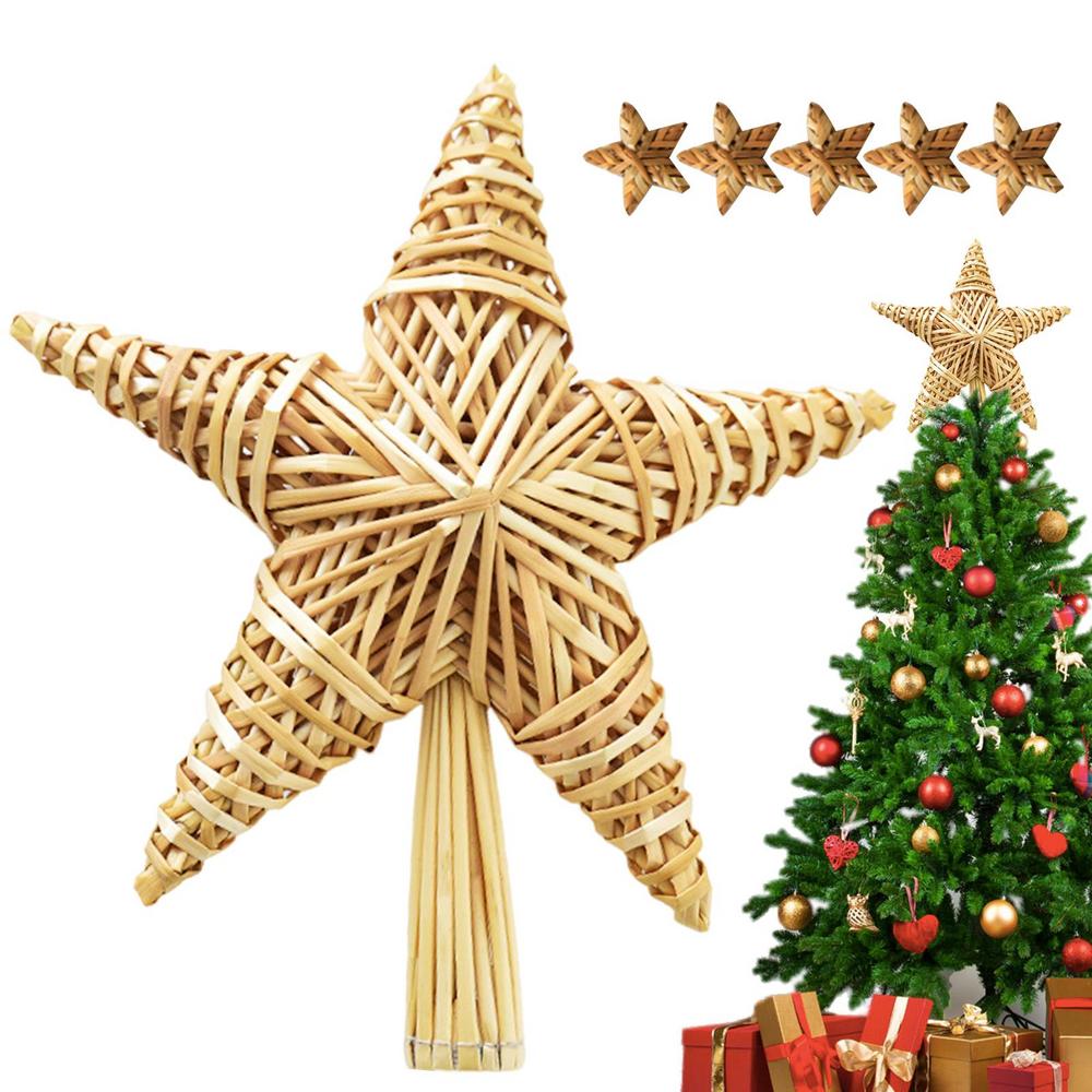 Christmas Stars Decorations Christmas Tree Star Topper Star Shaped Pendant Scandinavian Straw Ornaments Christmas Tree Star