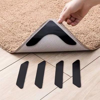 4Pcs Strong Adhesive Non-slip Carpet Stickers Reusable Traceless Self Adhesive Rug Stickers PU Mult Shapes Rug Corner Gripper