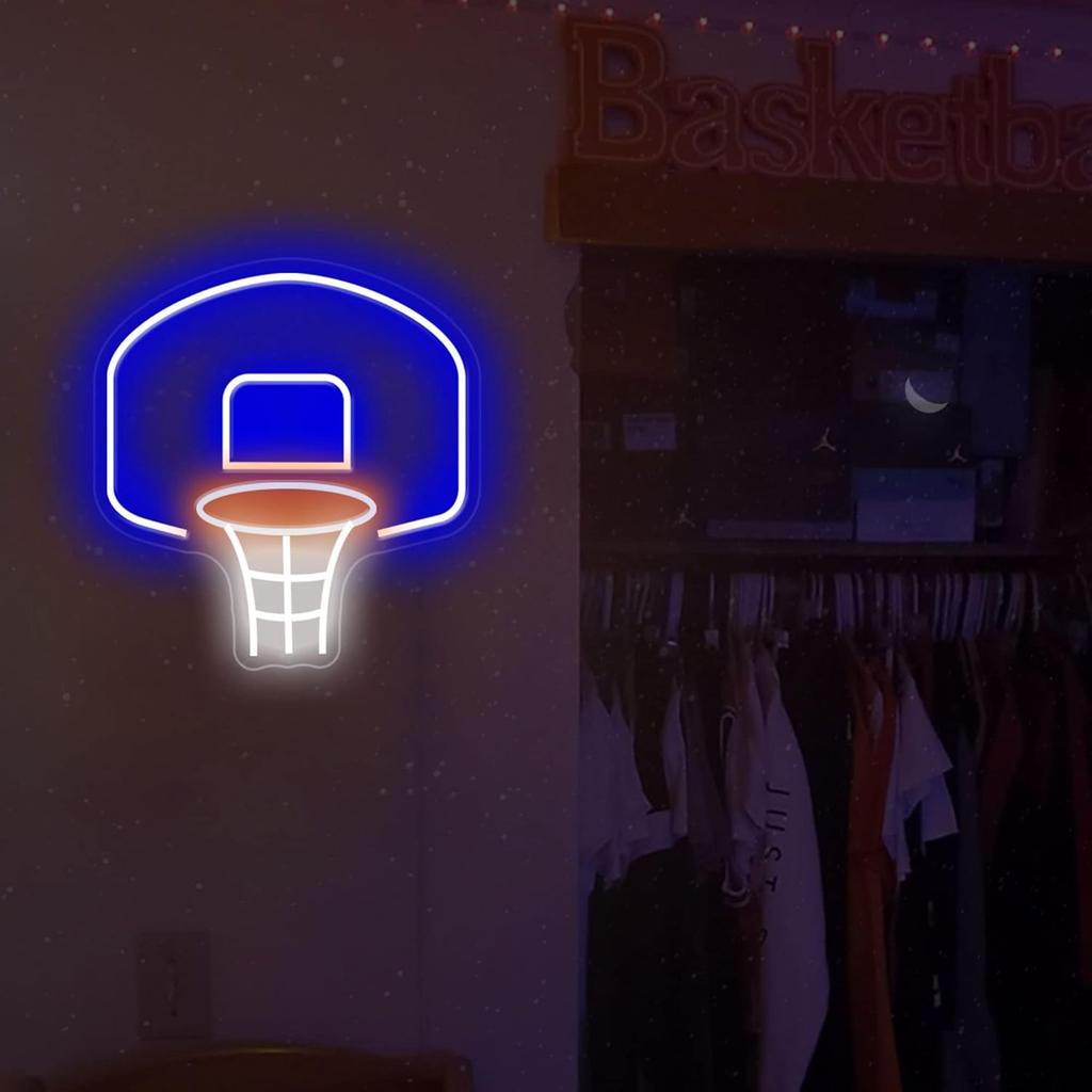 Basketballkorb Neonschild für Raumdekoration Schlafzimmerwand Basketball Neonschilder Cooles Neonschild für Raum Schlafzimmer Geschäft Weihnachts-Geburtstags-Schilder Kindergeschenk