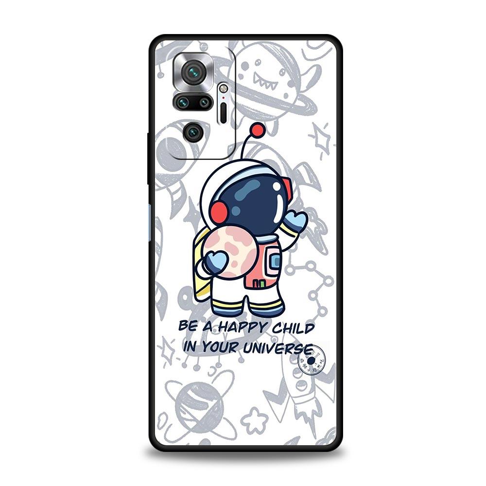 Cartoon Cute Cosmonaut Phone Case Cover for Redmi 14C 10C Note 15 14 13 12 10 11 K40 Pro Plus 5G Shockproof Soft TPU Shell Bags