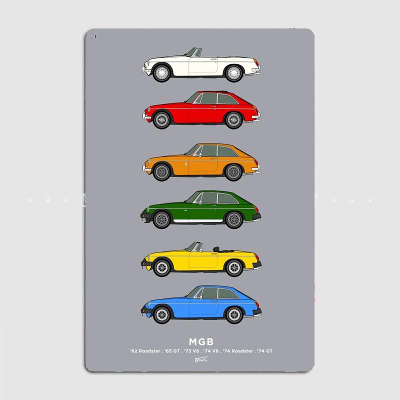 

Classic Car Profiles MG B car collection Metal Plaque Poster Automobile Club Home Bedroom Bar Tin Sign Room Decor Wall Decor 20x30cm（7.8x11.8inch）