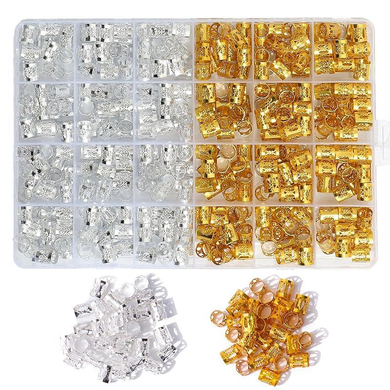 400pcs Hair Jewelry for Braids, Dreadlocks, Beads, Cuffs, Rings & Clips - Colorful Aluminum, Adjustable Metal Hair Accessories for Women & Girls