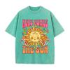 Vintage Black "Here Comes The Sun" T Shirt Retro Psychedelic Sun Acid Wash Tee