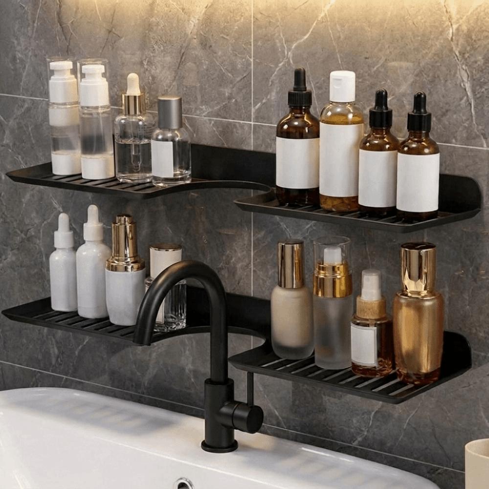 Wall Mounted U Shaped Countertop Storage Rack Water Drainage Kitchen Storage Rack Bathroom