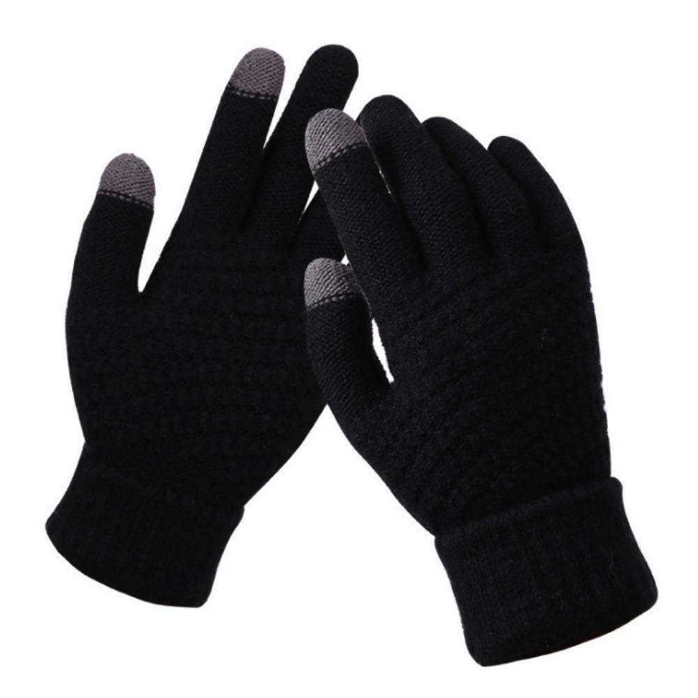 Touch Screen Gloves Men's Winter Riding Driving Thickened Plush Wool Cold-proof Female Students Autumn and Winter Warm Gloves