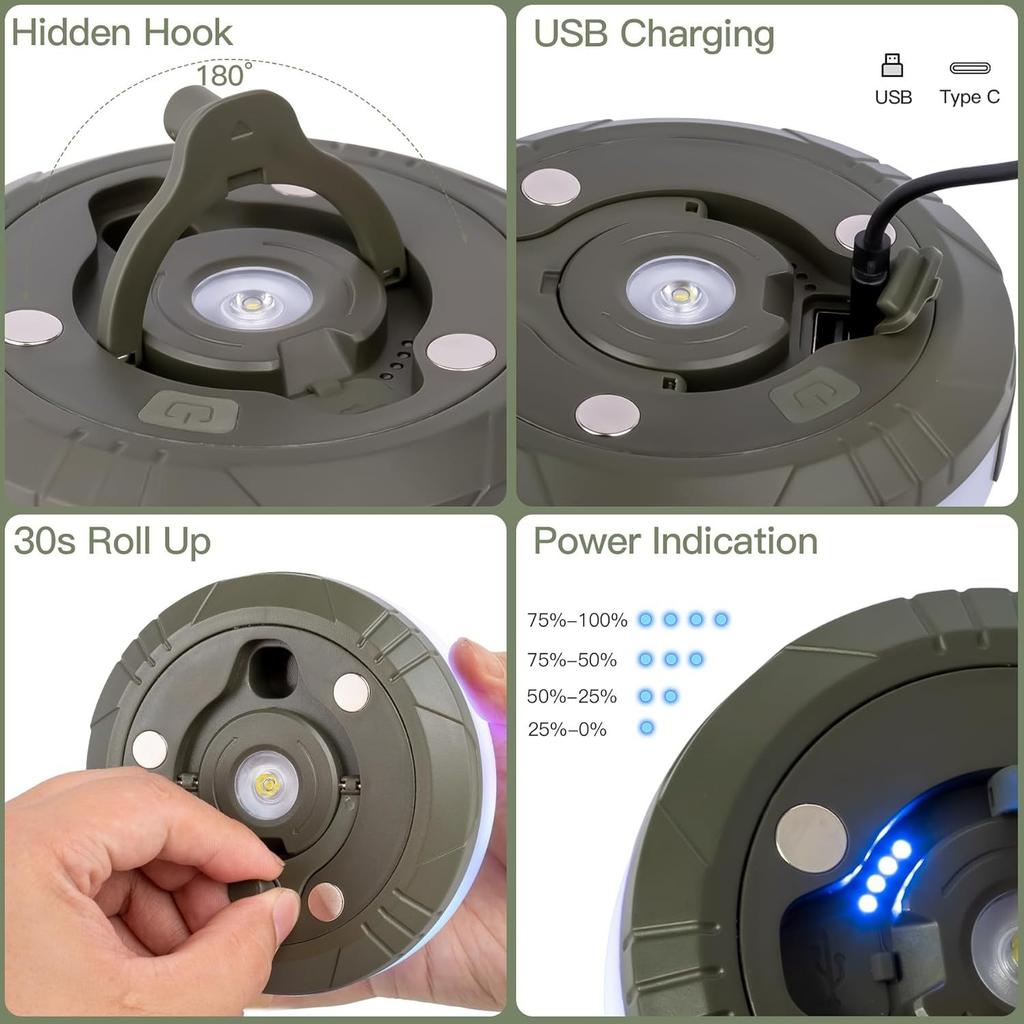 1pc Multifunctional LED Camping Light with Warm White and RGB String Lights, Rechargeable LED Ambient Magnetic String Lights Tent Light