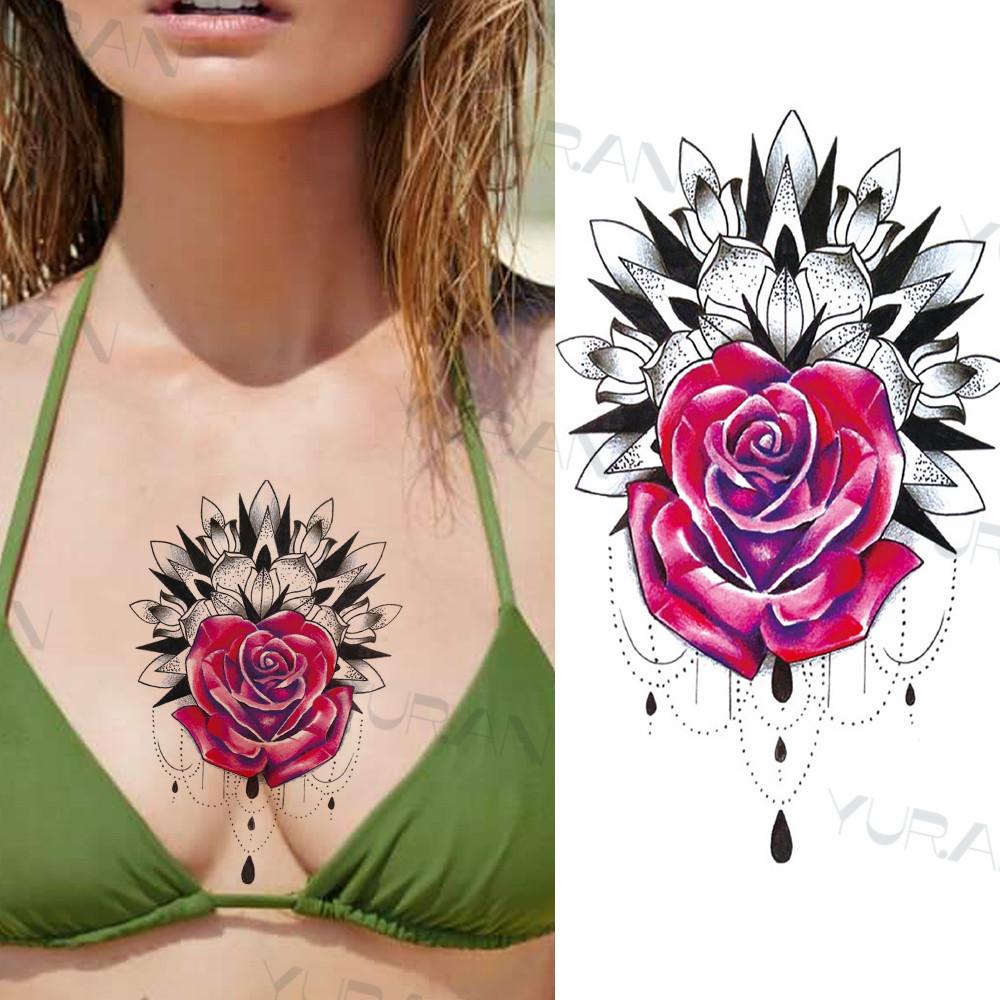 Tatuaggi temporanei di girasole nero per donne uomini Realistico falso drago henné sole fiore adesivo tatuaggio tatuaggi impermeabili dell'avambraccio