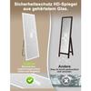 NETTLIFE Full-length Mirror with Integrated Lighting 160 Cm Freestanding/Wall Mount Clear Glass Sensitive Touch Sensor