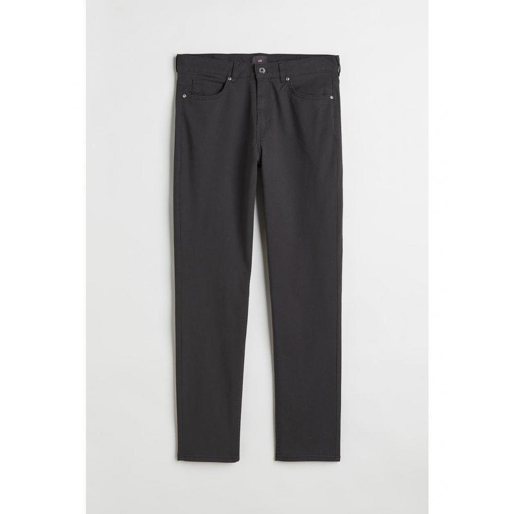 H M sliM Fit Cotton Twill Pants Dark Gray 1074402003
