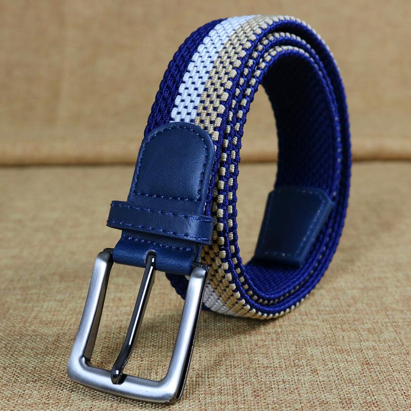 Men'S Elastic Belt, Men'S And Women'S Pin Buckle Elastic Trendy Belt, Canvas Woven Belt, Casual.