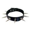 Punk Style Spike Rivet Choker Necklace with Clavicle Chain