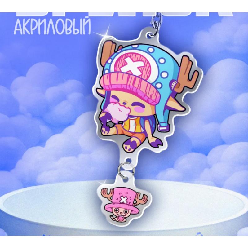 Acrylic Key Buckle for One Piece Monkey D. Luffy Portgas D. Ace Sabo Roronoa Zoro Diy Anime Decoration Pendant Creative Gift