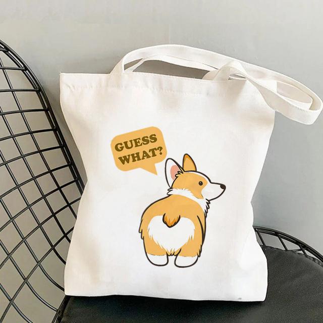 Shopper Watercolor Design For Corgi Lovers Bag Harajuku Women Shopping Bag Canvas Shopper Bag Handbag Tote Bag Shoulder Lady Bag