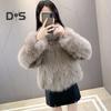 Auutmn Winter Lady Cardigan Coat Furry Plush Stand Collar Heat Retention Long Sleeves Thickened Short Type Solid Color Faux Fur Jacket
