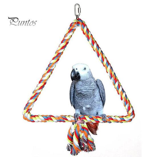 Triangle Cotton Rope Swing Pet Birds Parrot Biting Grinding Climbing Cage Toy